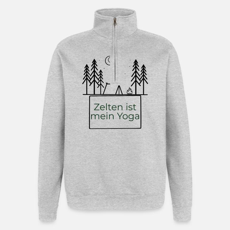 Le camping, c’est mon yoga - Sweat à zip 1/4 - gris chiné