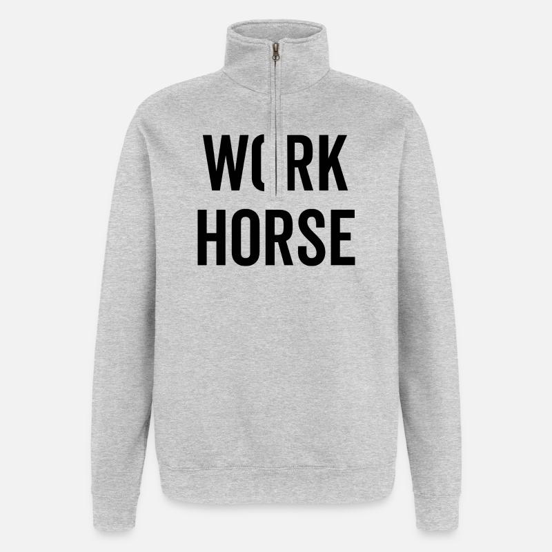 Cheval de trait - Sweat à zip 1/4 - gris chiné