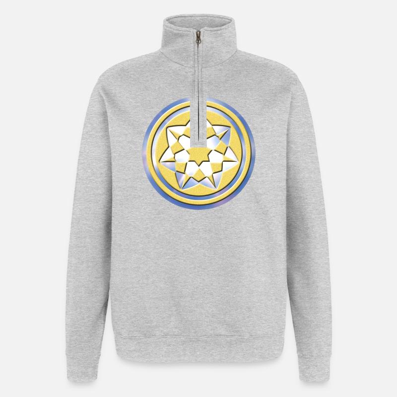 Geometric Crop Circle Pattern - Quarter-Zip Sweatshirt - heather grey