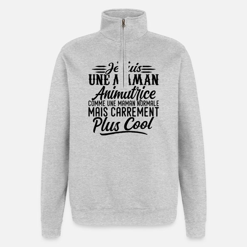 Gastmutter: normal, aber knallharter - Quarter-Zip-Sweatshirt - Grau meliert