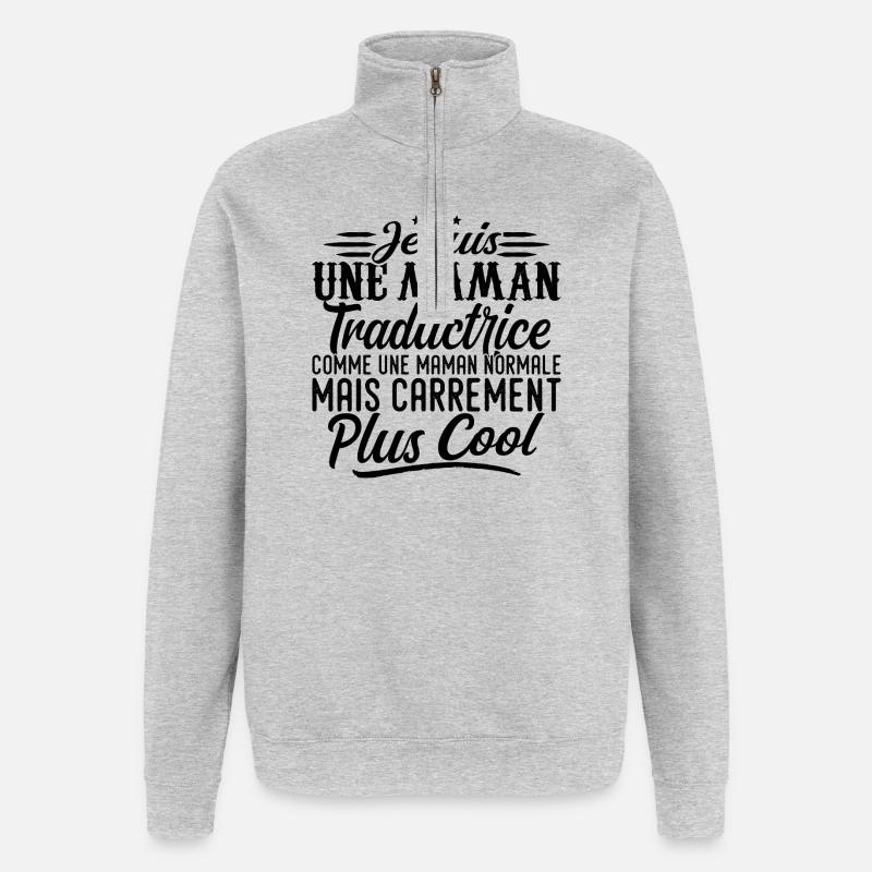 Übersetzer-Mutter: Normal, aber krasser - Quarter-Zip-Sweatshirt - Grau meliert