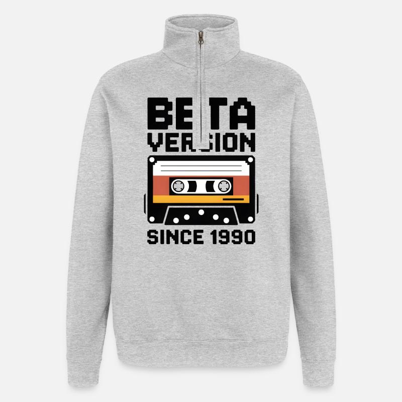 Conception d’impression de cassette rétro - Sweat à zip 1/4 - gris chiné
