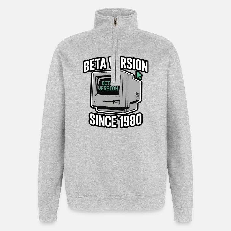 Retro Computer Beta Version Design - Quarter-Zip Sweatshirt - heather grey