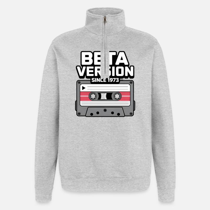 Conception de cassette de musique rétro - Sweat à zip 1/4 - gris chiné