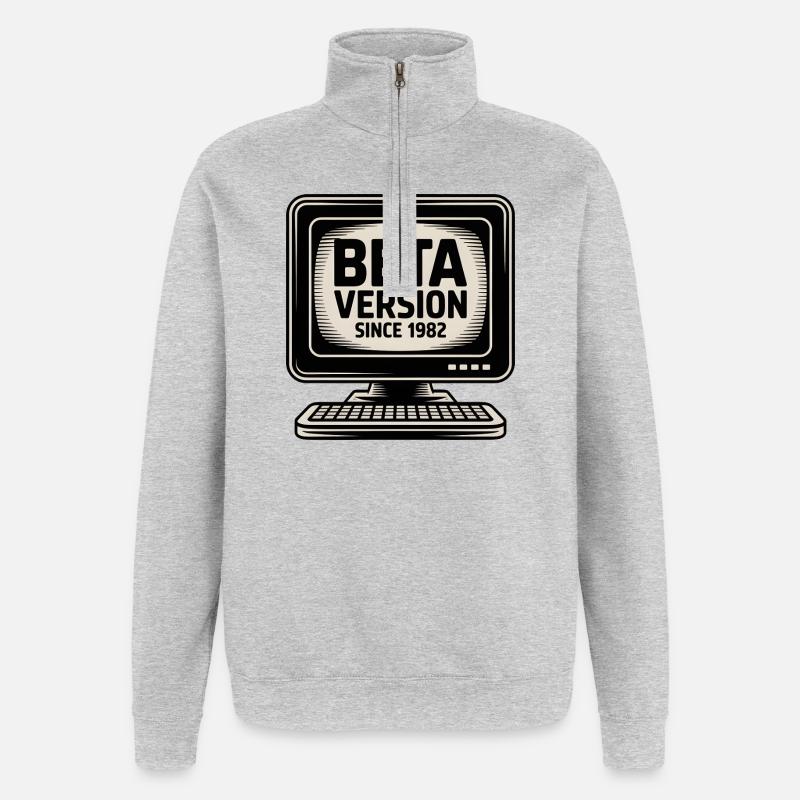 Retro Computer Beta Version Design - Quarter-Zip Sweatshirt - heather grey