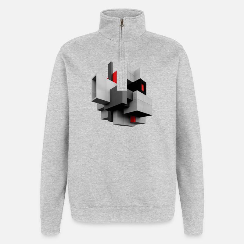 Cube - Quarter-Zip-Sweatshirt - Grau meliert