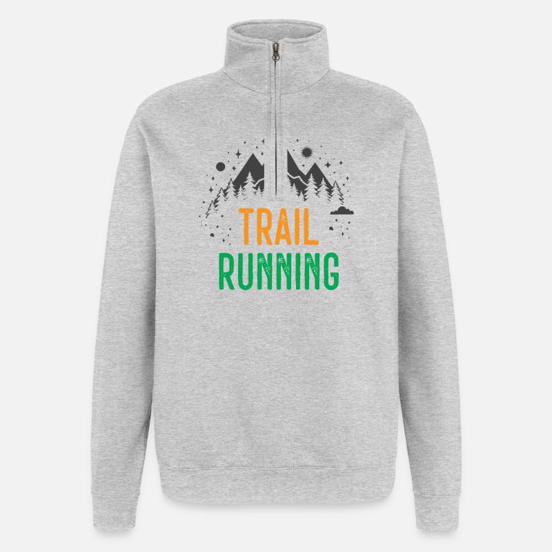 Course sur sentier - Sweat à zip 1/4 - gris chiné