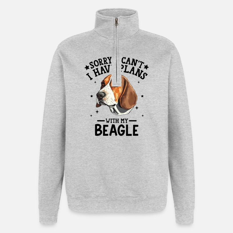 Realistic Beagle Head Illustration - Quarter-Zip Sweatshirt - heather grey