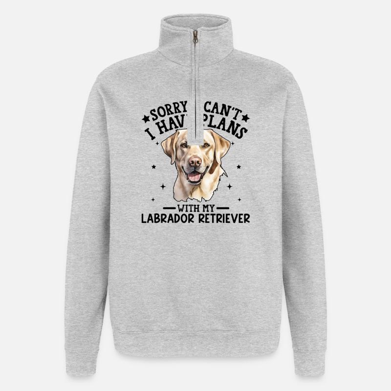 Portrait d'un labrador vivant - Sweat à zip 1/4 - gris chiné