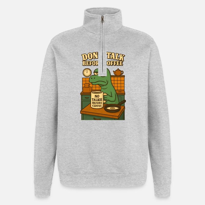Dino Morgenmuffel - Quarter-Zip-Sweatshirt - Grau meliert