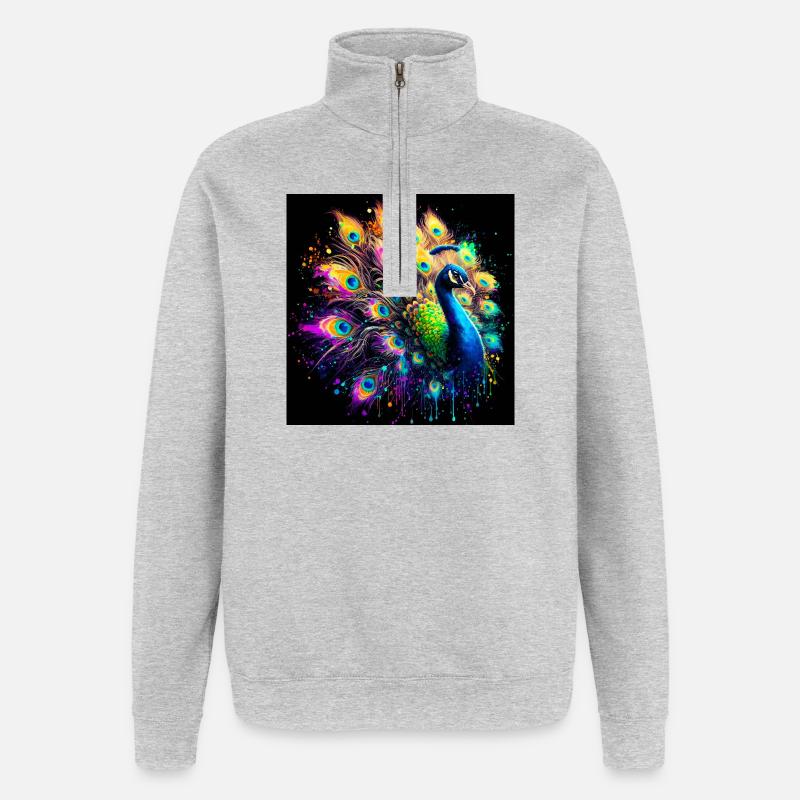 paon - Sweat à zip 1/4 - gris chiné