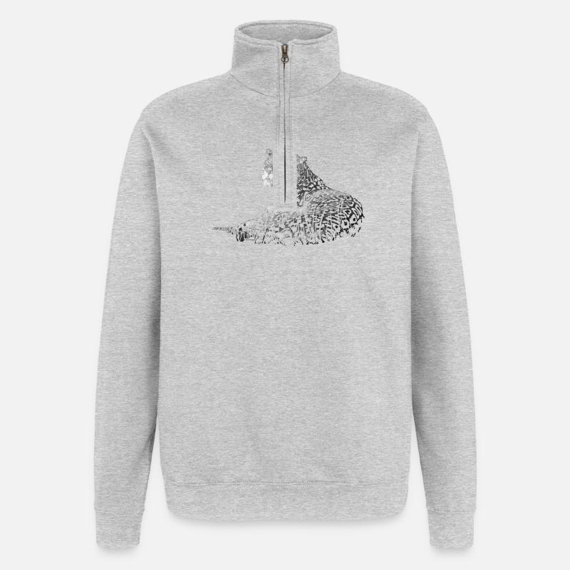 Léopard - Sweat à zip 1/4 - gris chiné