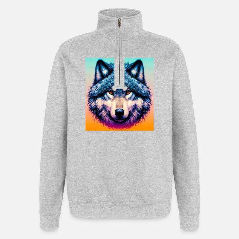 Wolf - Quarter-Zip Sweatshirt - heather grey