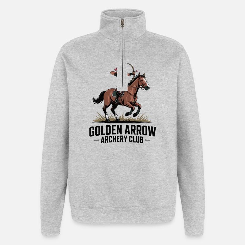 Dynamic Archer Crest on Horseback - Quarter-Zip Sweatshirt - heather grey