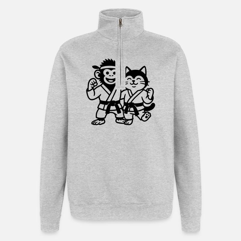 Karate Freunde - Quarter-Zip-Sweatshirt - Grau meliert