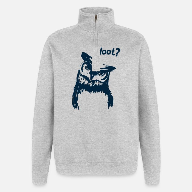 Hoot Eule - Quarter-Zip-Sweatshirt - Grau meliert