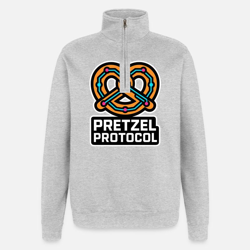 Protocole des bretzels - Sweat à zip 1/4 - gris chiné