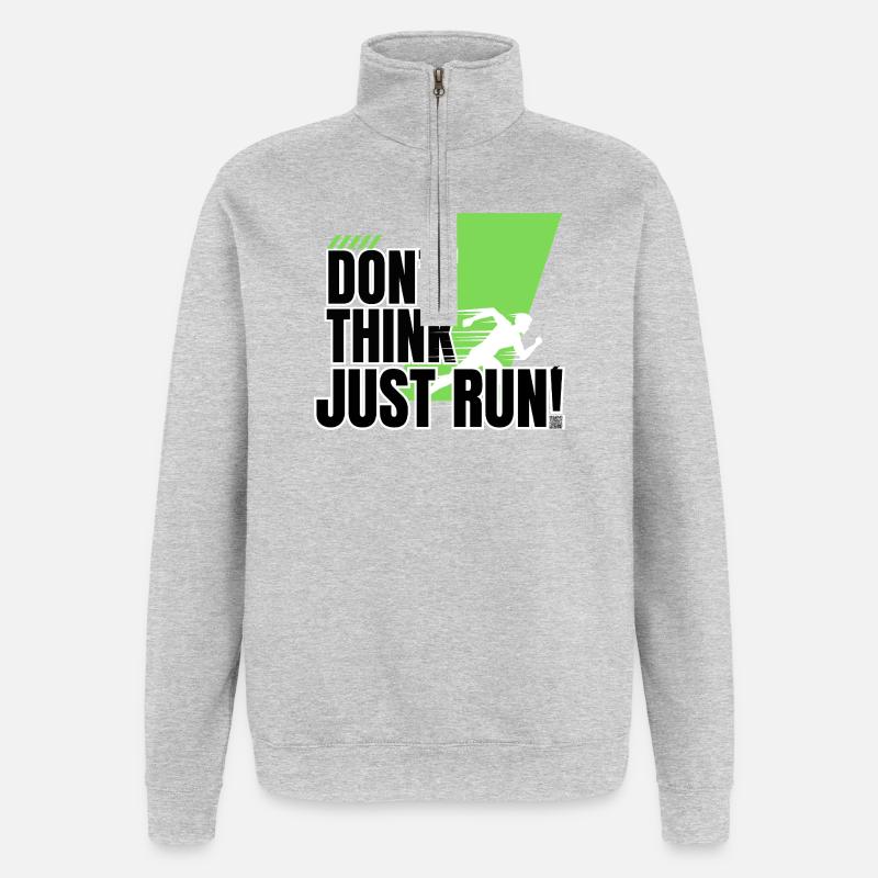 Ne pensez pas, courez ! - Sweat à zip 1/4 - gris chiné