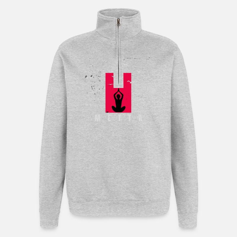 Méditation Metta - Sweat à zip 1/4 - gris chiné