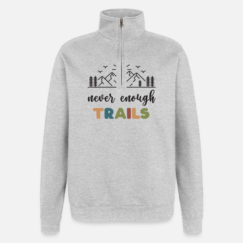 Trail Running - Jamais assez de sentiers - Sweat à zip 1/4 - gris chiné