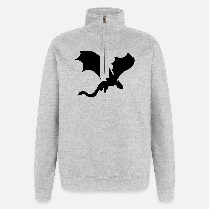 Schatten des mythischen Drachen - Quarter-Zip-Sweatshirt - Grau meliert