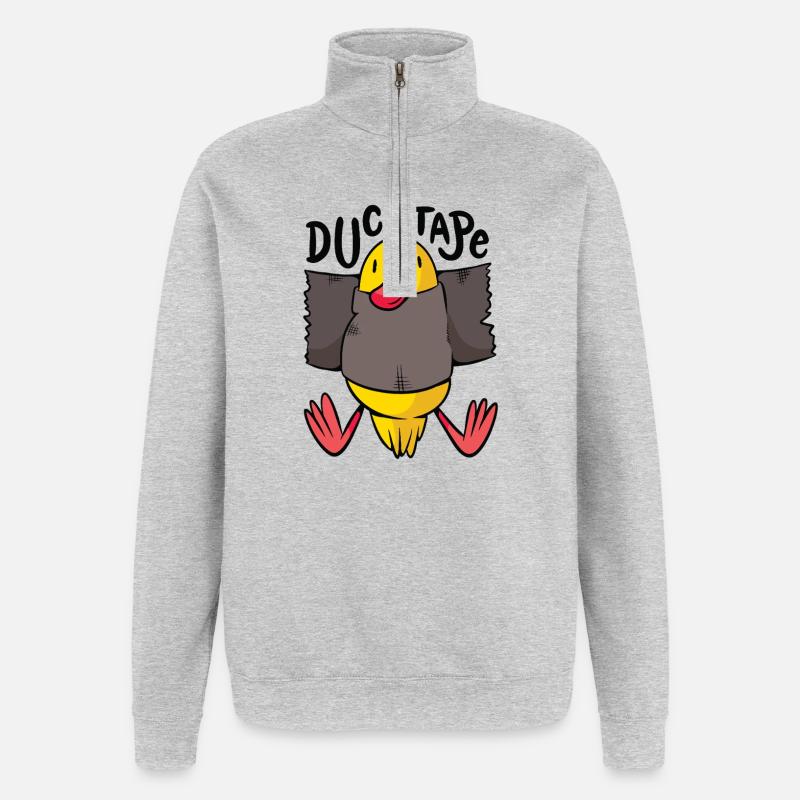 Duck Taping Comedy Charakterdesign - Quarter-Zip-Sweatshirt - Grau meliert