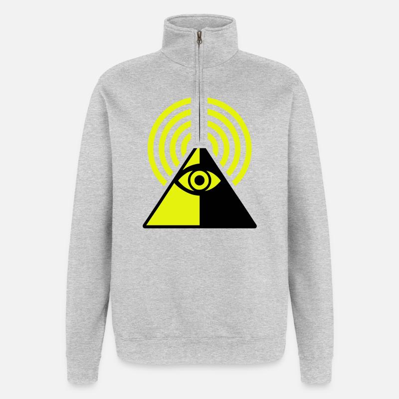 Oeil Pyramide - Sweat à zip 1/4 - gris chiné