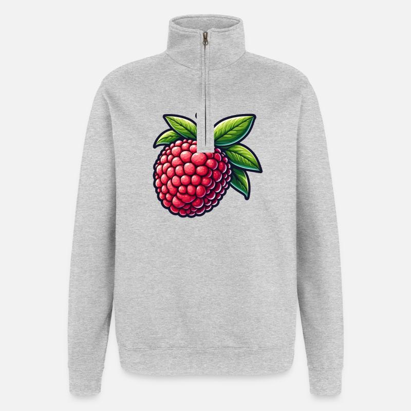 Litchi Illustrée Éclatant - Sweat à zip 1/4 - gris chiné