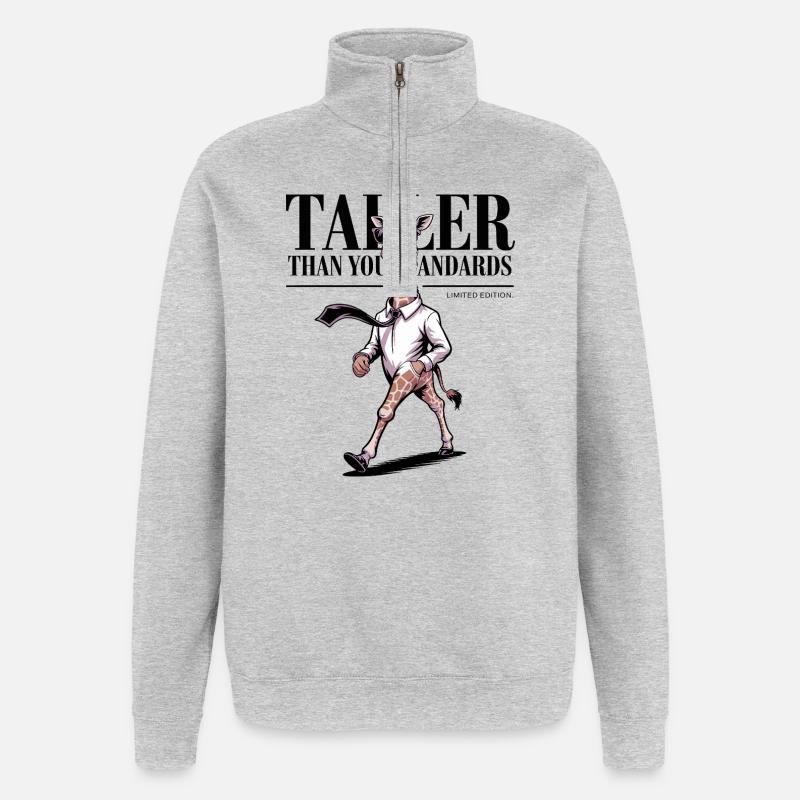 Höher als du erst, Giraffe - Quarter-Zip-Sweatshirt - Grau meliert