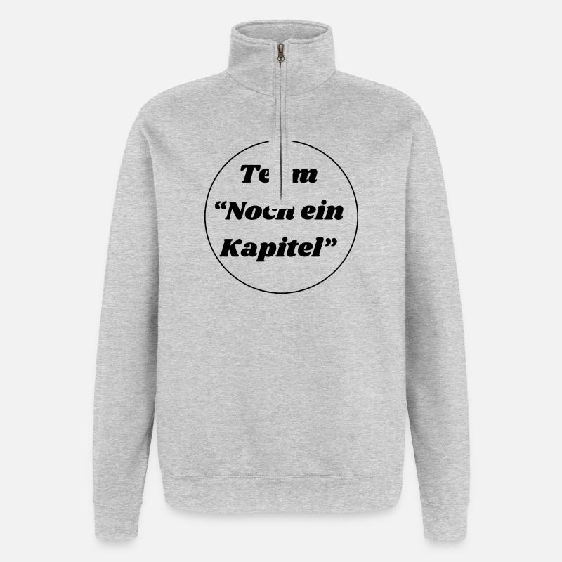 Team "noch ein Kapitel" - Quarter-Zip-Sweatshirt - Grau meliert