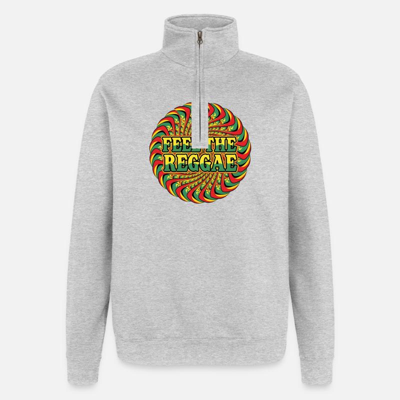 Feel the Reggae Psychedelic Rasta Style - Quarter-Zip-Sweatshirt - Grau meliert