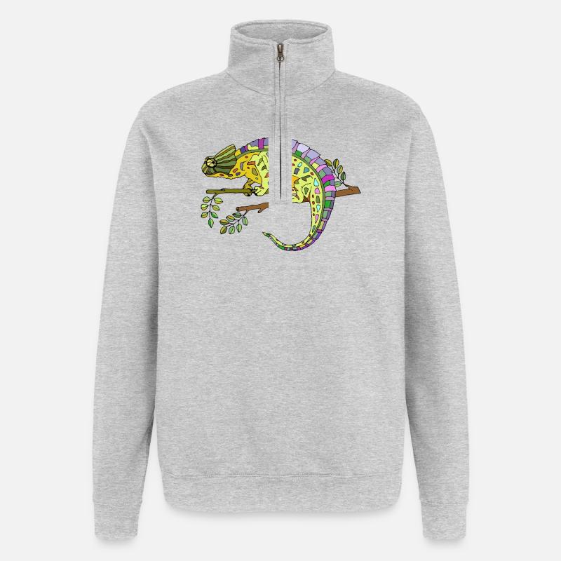 Caméléon - Sweat à zip 1/4 - gris chiné