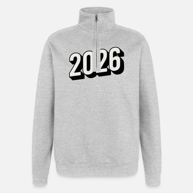 Year 2026 in modern 3D look - Quarter-Zip Sweatshirt - heather grey