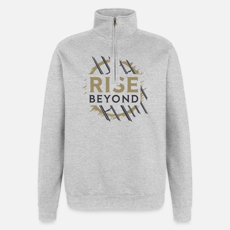 Rise Beyond – Motivations Design  - Quarter-Zip-Sweatshirt - Grau meliert