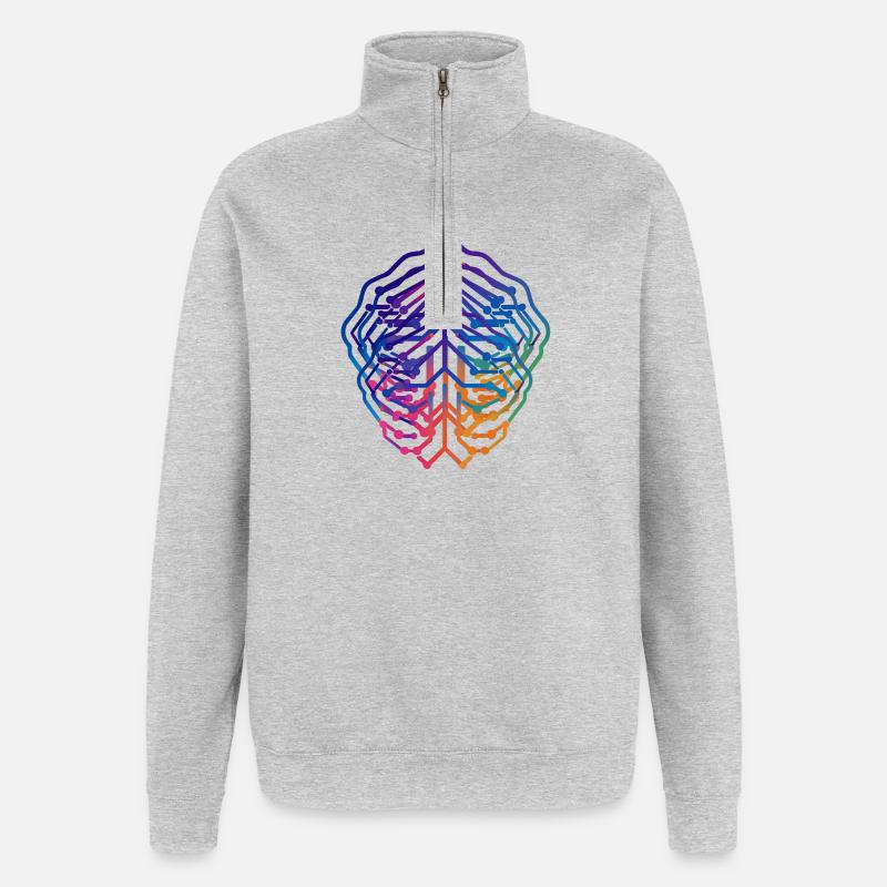 Conception de circuits neuronaux à feuilles - Sweat à zip 1/4 - gris chiné