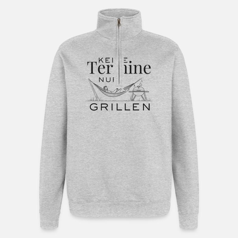 Pas de rendez-vous, juste un barbecue - Sweat à zip 1/4 - gris chiné