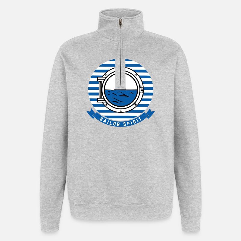 Meeresleuchtturm-Illustration im nautischen Stil - Quarter-Zip-Sweatshirt - Grau meliert