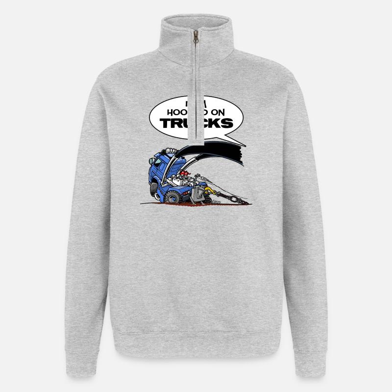 HookedOnTRUCKS-BLUE - Quarter-Zip Sweatshirt - heather grey