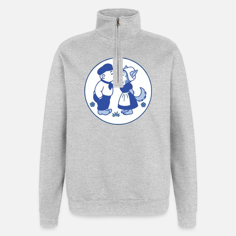 Delfter blauer Bauer Küsten Wolf - Quarter-Zip-Sweatshirt - Grau meliert