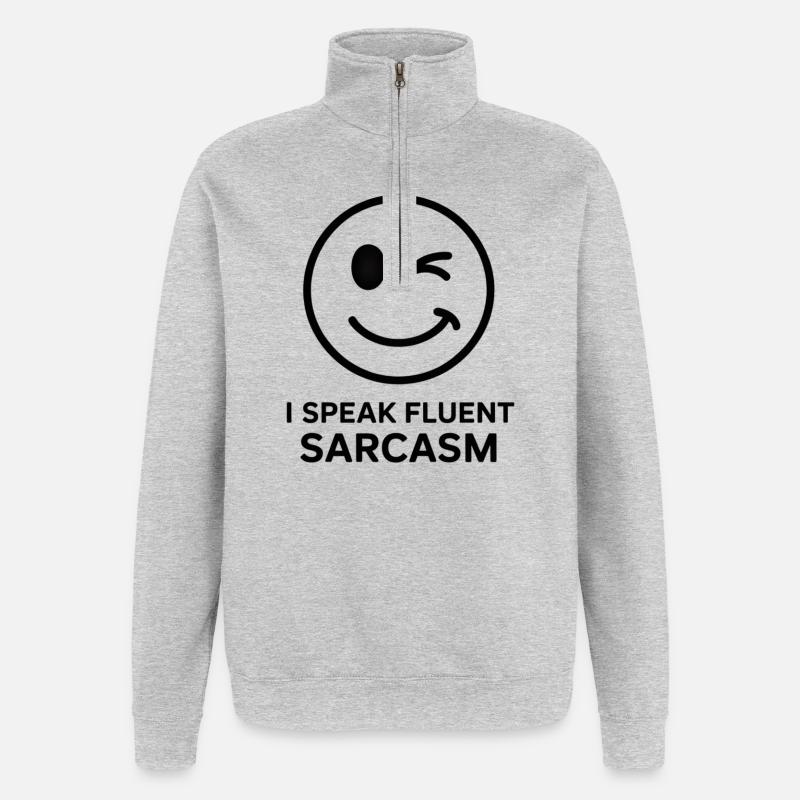 Expressive Winks and Sarcasm Design - Quarter-Zip Sweatshirt - heather grey