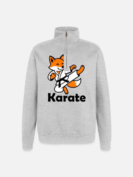 Karate Fox - Quarter-Zip Sweatshirt - heather grey