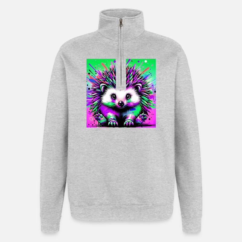 Igel - Quarter-Zip-Sweatshirt - Grau meliert