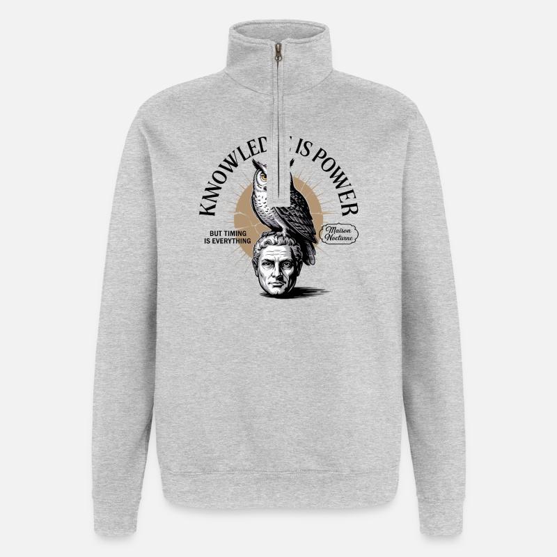 Knowledge Is Power Owl Wisdom - Quarter-Zip Sweatshirt - heather grey