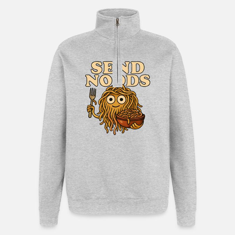 Monstre de nouilles avec un message - Sweat à zip 1/4 - gris chiné