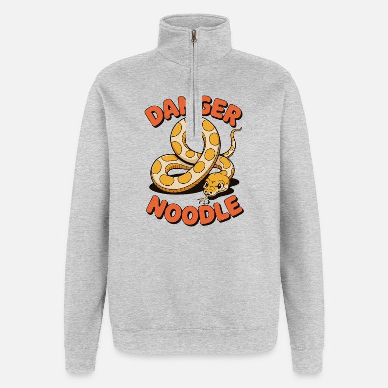 Danger Noodle - Conception de serpent amusante - Sweat à zip 1/4 - gris chiné