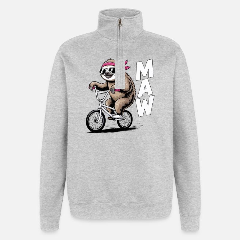 BMX-Faultier-Bandana - Quarter-Zip-Sweatshirt - Grau meliert