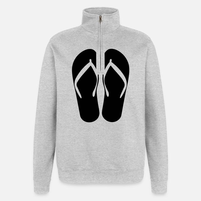 plage - Sweat à zip 1/4 - gris chiné