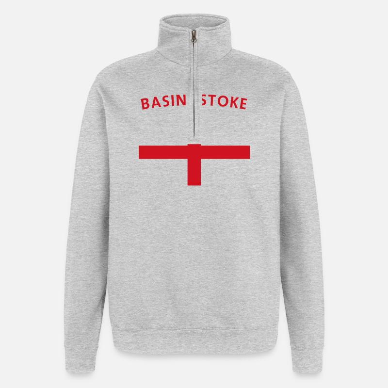 Basingstoke Emblem Retro Abzeichen - Quarter-Zip-Sweatshirt - Grau meliert