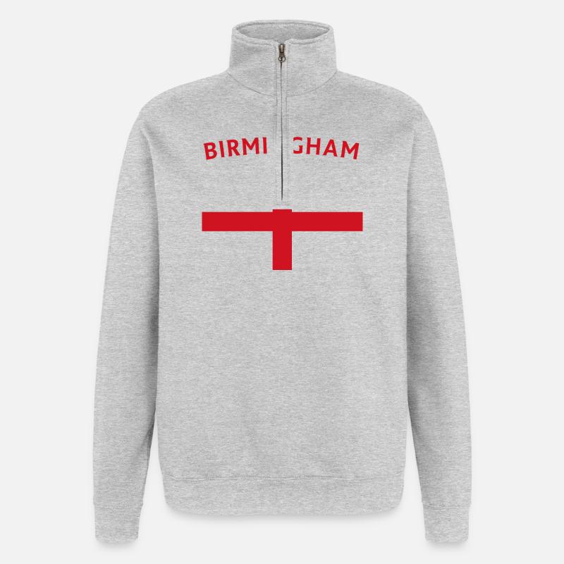 Emblème du drapeau de Birmingham - Sweat à zip 1/4 - gris chiné