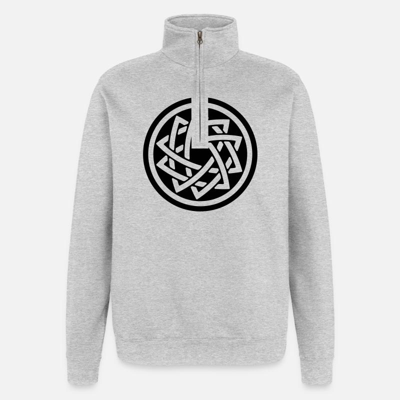 ÉTOILE DOUBLE - Sweat à zip 1/4 - gris chiné